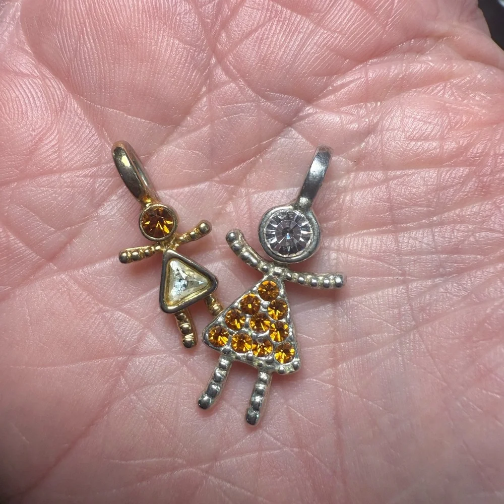 2 Gold And Silver‎ Tones November Birth stone Girl Pendants